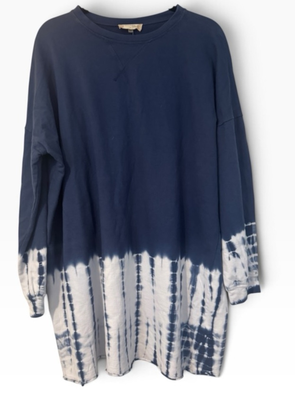 Altar'd State Tie Dye Tunic Top Long Sleeve Oversized Blue White Boho Knit Sz M